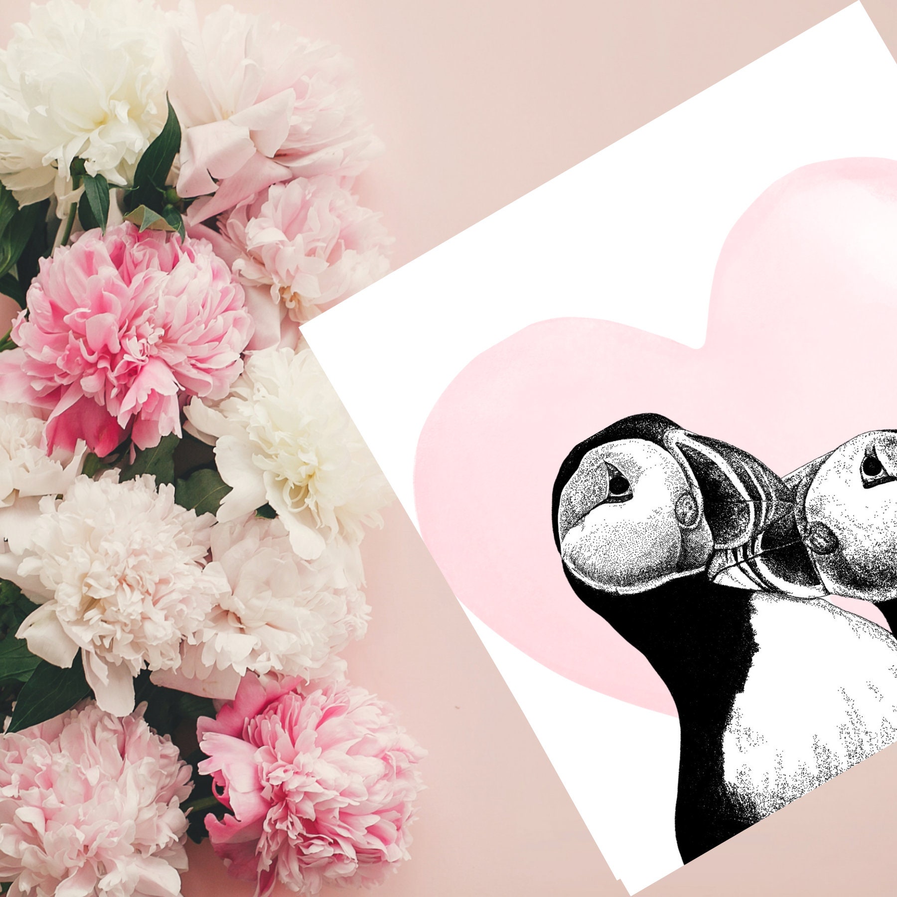 Grid image for Puffin Couple In Love Greeting Card, Card For Husband, Card For Wife, Girlfriend, Boyfriend, Partner, Valentines Card