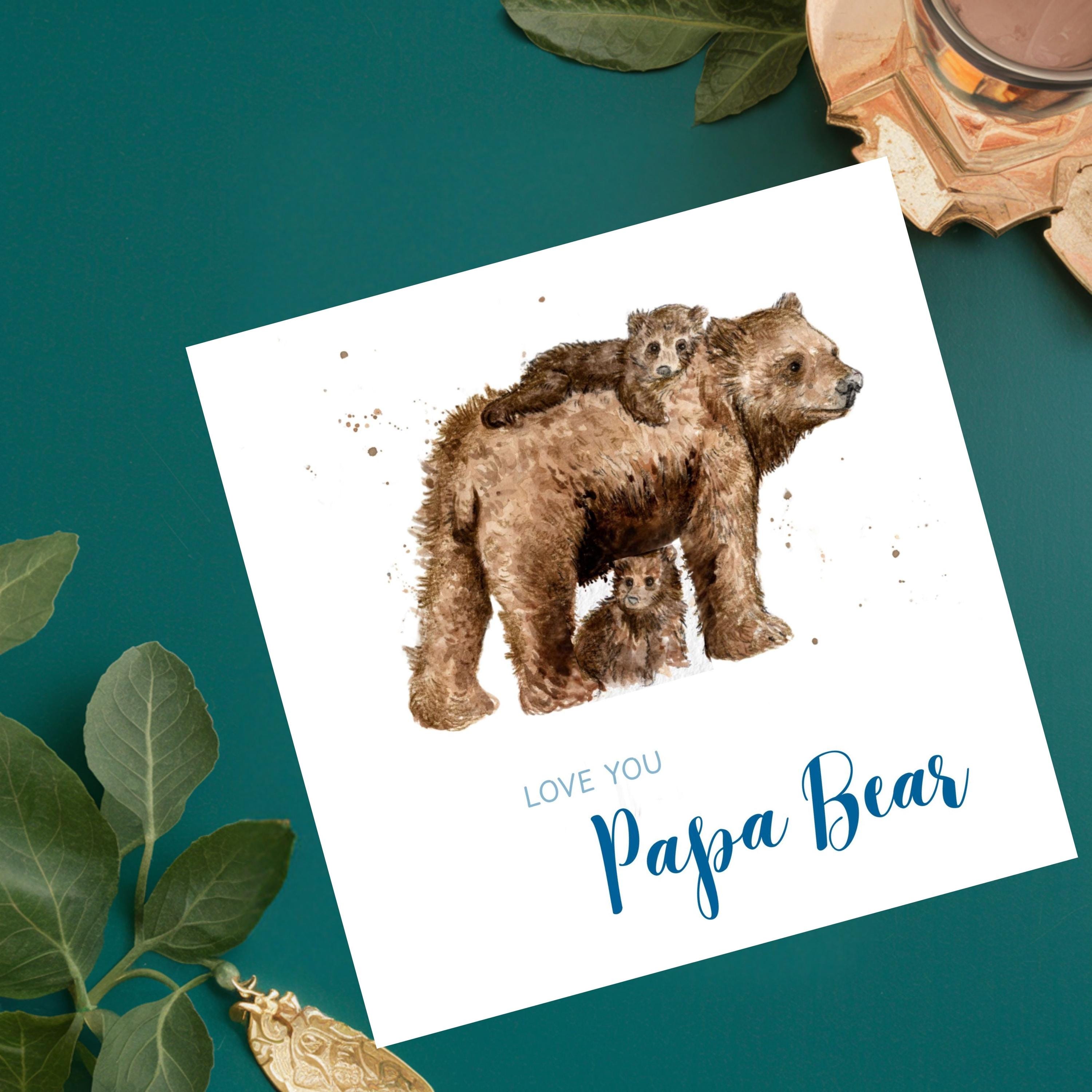 Grid image for Fathers Bear Card, Love You Papa Bear Card, Fathers Day Bear and Cubs, Watercolour Animal Illustration Design, Cards for Dad, Made in UK