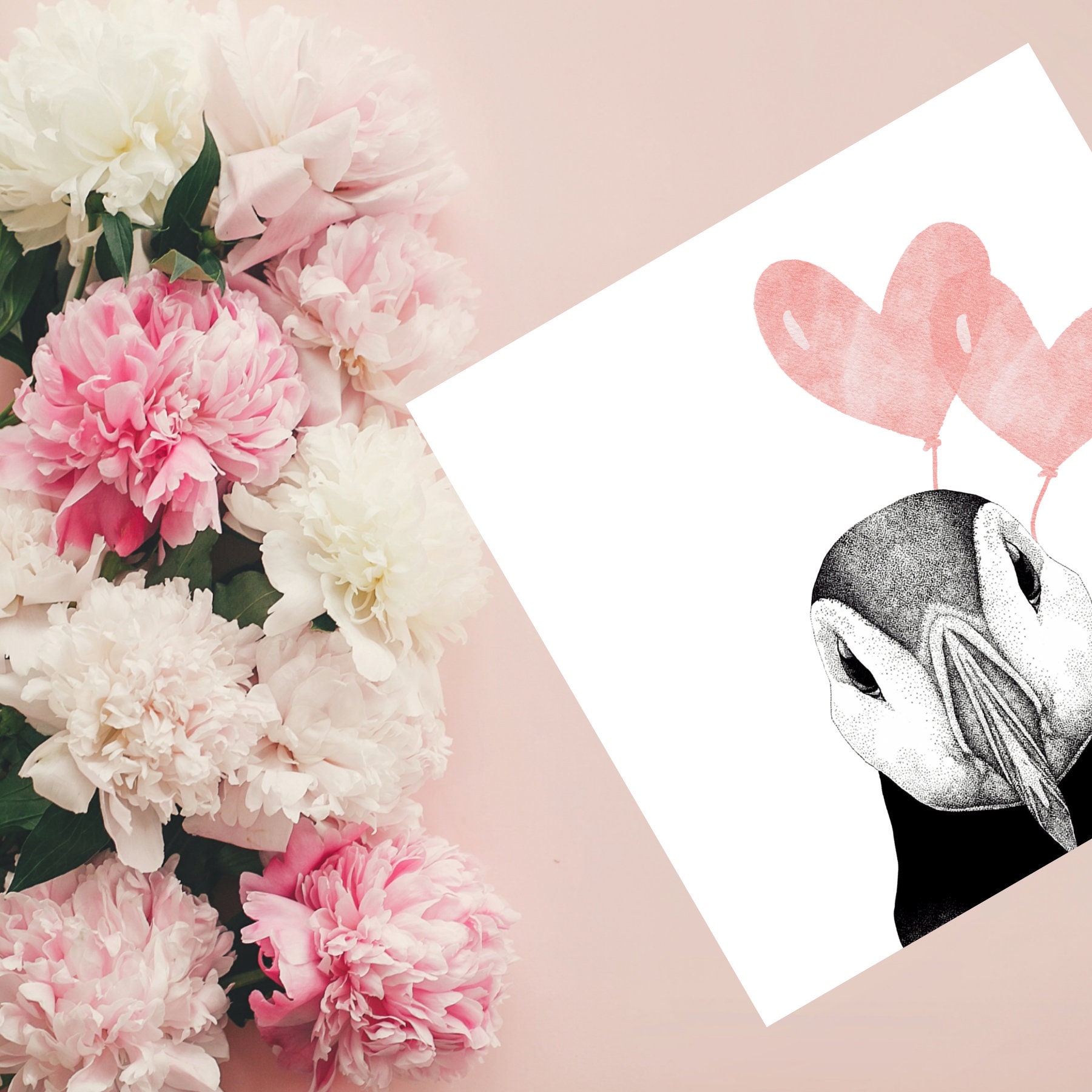 Grid image for Puffin Love Greeting Card, Card For Husband, Card For Wife, Girlfriend, Boyfriend, Partner, Valentines Card