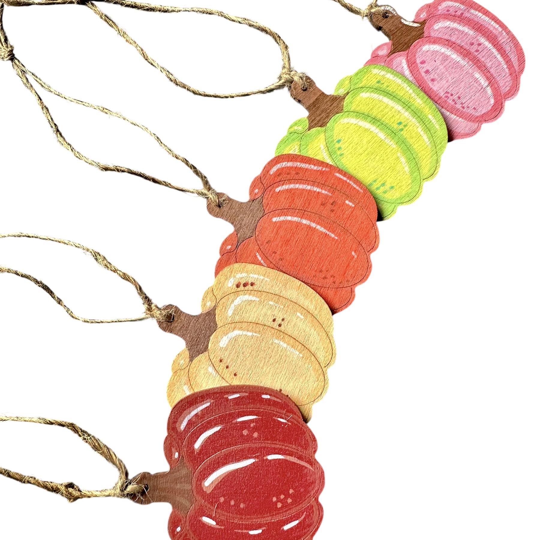 Addurniadau pwmpen hongian (pecyn o 5) - Pumpkin hanging decorations (pack of 5-hand painted) Image Number 2